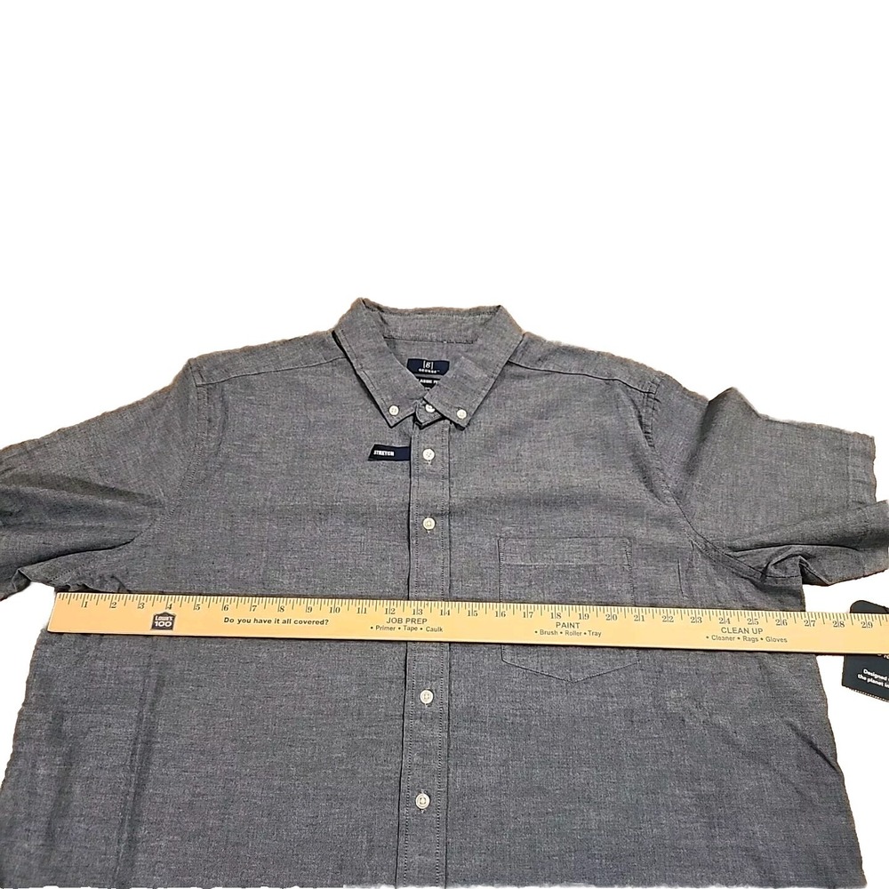 George Men's Size 2XL 50/52 Denim Blue Short Sleeve Poplin Button-Up‎ Shirt - Picture 5 of 5